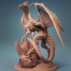 Young White Dragon | Tabletop RPG Miniature | Rescale Miniature | Roleplaying 3D Printed Fantasy Mini