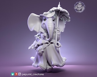 Elephant Lady Miniature | Tabletop RPG Miniature | Pepunki Creatures | Roleplaying 3D Printed Fantasy Mini