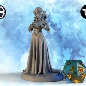 Female Drow Noble Miniature, Felynril | Twin Goddess Miniatures | Tabletop RPG Miniature | Roleplaying 3D Printed Fantasy Mini