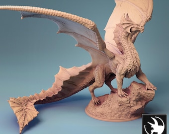 Brass Dragon Miniature | Tabletop RPG Miniature | Rescale Miniature | Roleplaying 3D Printed Fantasy Mini