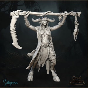 Female Satyr Shaman Miniature | Tabletop RPG Miniature | Great Grimoire | Roleplaying 3D Printed Fantasy Mini
