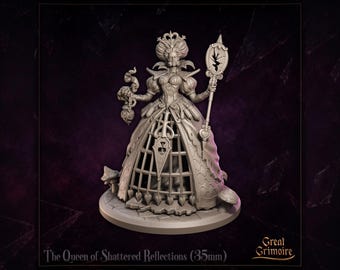 The Queen Of Shattered Reflections Miniature | Tabletop RPG Miniature | Great Grimoire | Roleplaying 3D Printed Fantasy Mini
