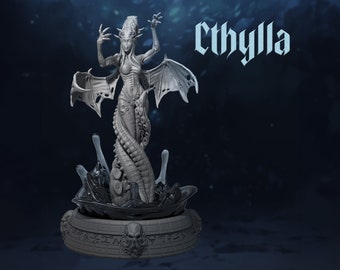 Sea Monstress Miniature, Cthylla | Tabletop RPG Miniature | Dungeons and Maidens | Roleplaying 3D Printed Fantasy Mini