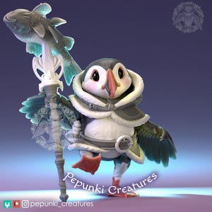 Puffin Miniature | Tabletop RPG Miniature | Pepunki Creatures | Roleplaying 3D Printed Fantasy Mini