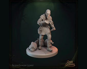 Silent Ledger Miniature | Tabletop RPG Miniature | Great Grimoire | Roleplaying 3D Printed Fantasy Mini