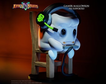 Marshmallow Gamer Miniature | Tabletop RPG Miniature | Epic 'N' Stuff | Roleplaying 3D Printed Fantasy Mini
