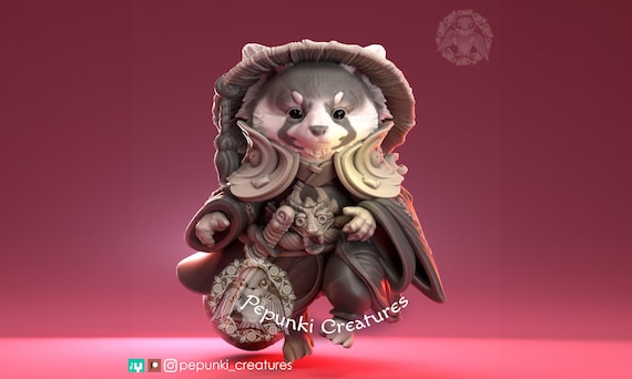 Red Panda Samurai Miniature | Tabletop RPG Miniature | Pepunki