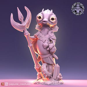 Seahorse Warrior Miniature | Tabletop RPG Miniature | Pepunki Creatures | Roleplaying 3D Printed Fantasy Mini