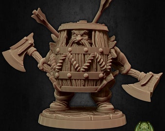 Dwarf Warrior Miniature, Klaus the Barrel | Tabletop RPG Miniature | Miniatures of Madness | Roleplaying 3D Printed Fantasy Mini