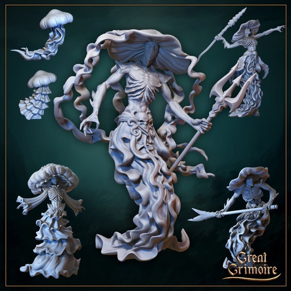 Jellyfish Guardian Miniature | Tabletop RPG Miniature | Great Grimoire | Roleplaying 3D Printed Fantasy Mini