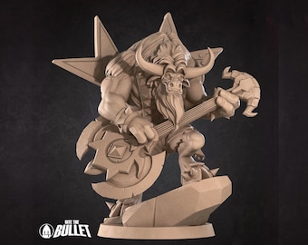 Tauren Metal Head Miniature | Tabletop RPG Miniature | Bite The Bullet | Roleplaying 3D Printed Fantasy Mini