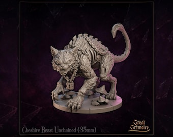 The Cheshire Beast Miniature | Tabletop RPG Miniature | Great Grimoire | Roleplaying 3D Printed Fantasy Mini