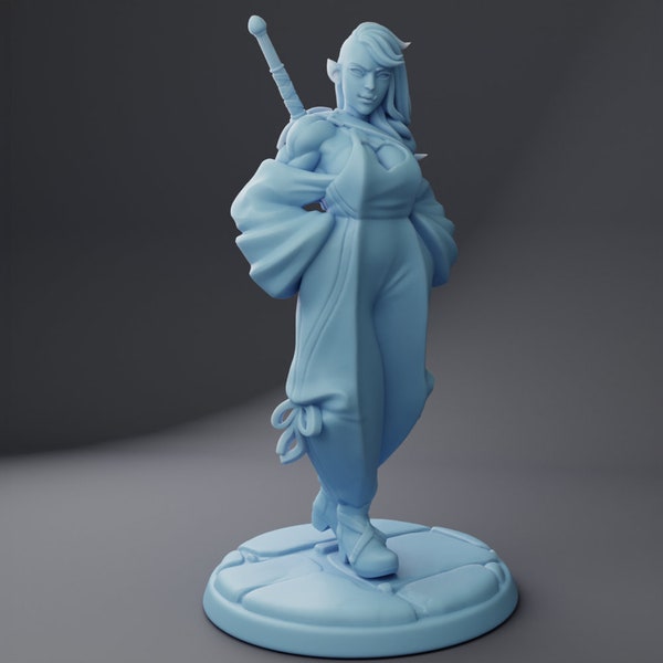 Female Orc Warrior Miniature, Janan | Twin Goddess Miniatures | Tabletop RPG Miniature | Roleplaying 3D Printed Fantasy Mini