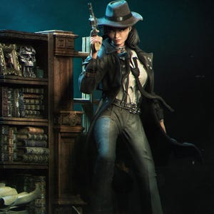 Laura the Detective Diorama Miniature | Tabletop RPG Miniature | Nerikson | Roleplaying 3D Printed Fantasy Mini