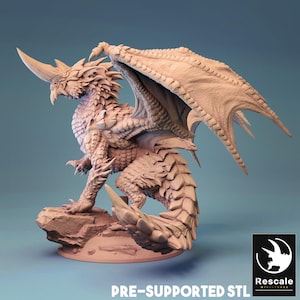 Blue Dragon Miniature | Tabletop RPG Miniature | Rescale Miniature | Roleplaying 3D Printed Fantasy Mini