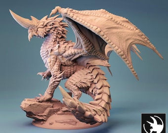 Blue Dragon Miniature | Tabletop RPG Miniature | Rescale Miniature | Roleplaying 3D Printed Fantasy Mini