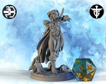 Female Warlock Miniature, Ravyn | Twin Goddess Miniatures | Tabletop RPG Miniature | Roleplaying 3D Printed Fantasy Mini
