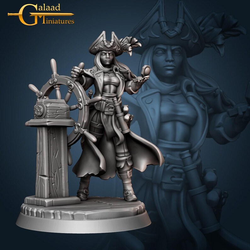 Female Pirate Captain Miniature | Tabletop RPG Miniature | Galaad ...