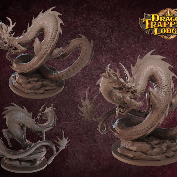 Fire Dragon Miniature | Tabletop RPG Miniature | Dragon Trappers Lodge | Roleplaying 3D Printed Fantasy Mini
