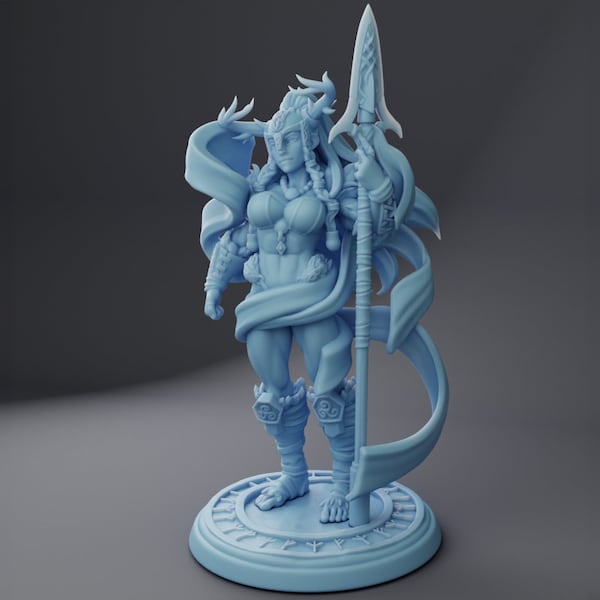 Warrior Goddess Miniature, Styrkja | Twin Goddess Miniatures | Tabletop RPG Miniature | Roleplaying 3D Printed Fantasy Mini