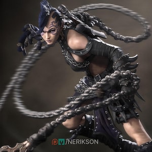 Female Shadow Elf Warrior Miniature, Zestari | Tabletop RPG Miniature | Nerikson | Roleplaying 3D Printed Fantasy Mini