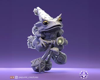 Tree Frog Wizardess Miniature | Tabletop RPG Miniature | Pepunki Creatures | Roleplaying 3D Printed Fantasy Mini