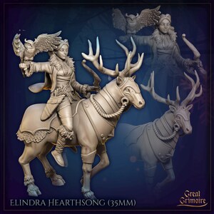 Female Forest Ranger Miniature, Elindra Hearthsong | Tabletop RPG Miniature | Great Grimoire | Roleplaying 3D Printed Fantasy Mini