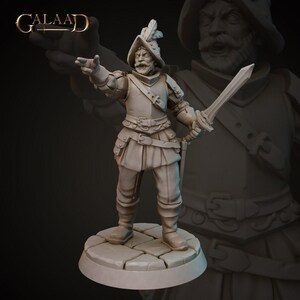 Conquistador Miniature | Tabletop RPG Miniature | Galaad Miniatures | Roleplaying 3D Printed Fantasy Mini