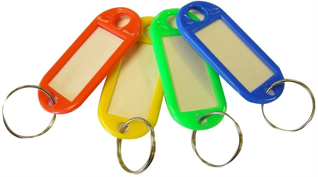 6 Key Tags Plastic on Rings ID Tags Label Key Fob Assorted Etsy