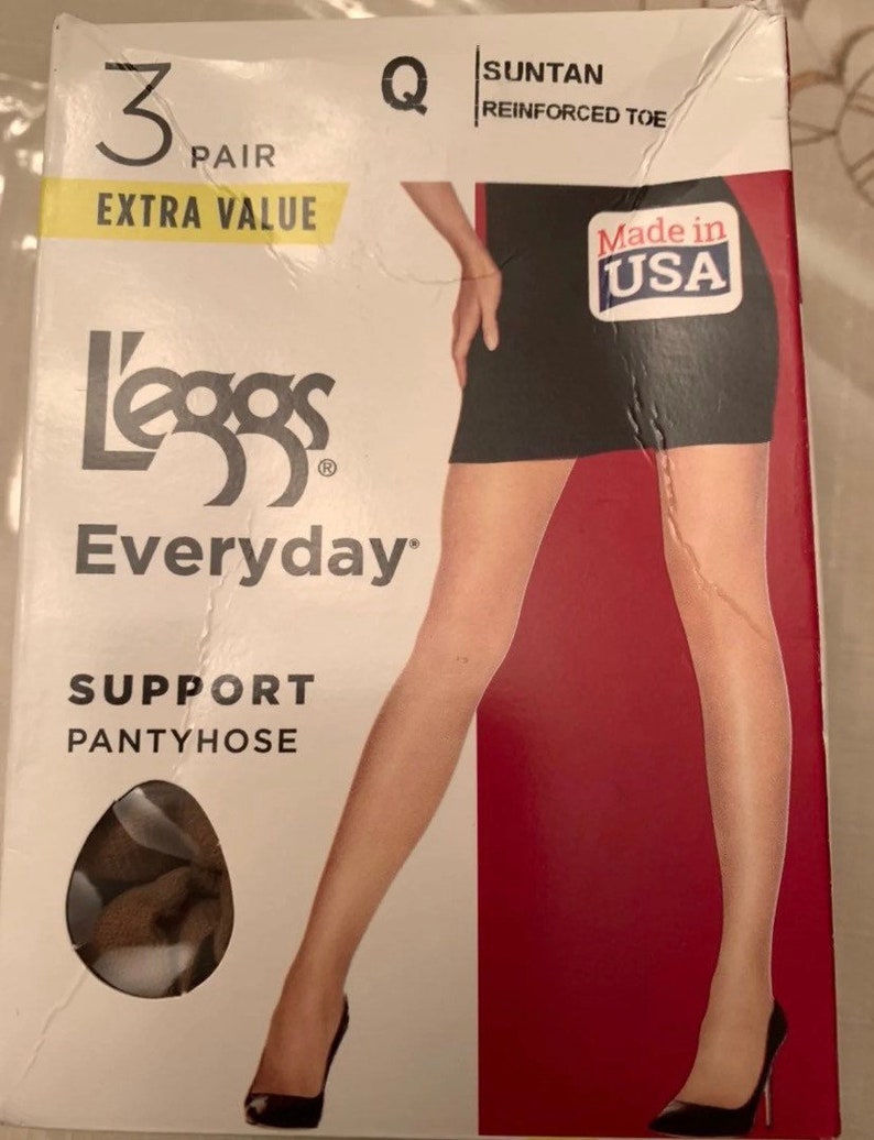 LEggs Everyday Support Pantyhose size Q made in USA. Vintage Etsy