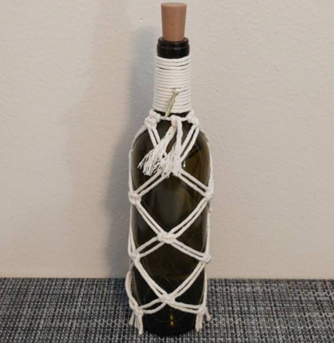 Macrame Decorated Lighted Wine Bottle Etsy