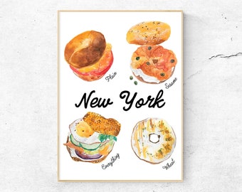 New York Bagel Art Etsy