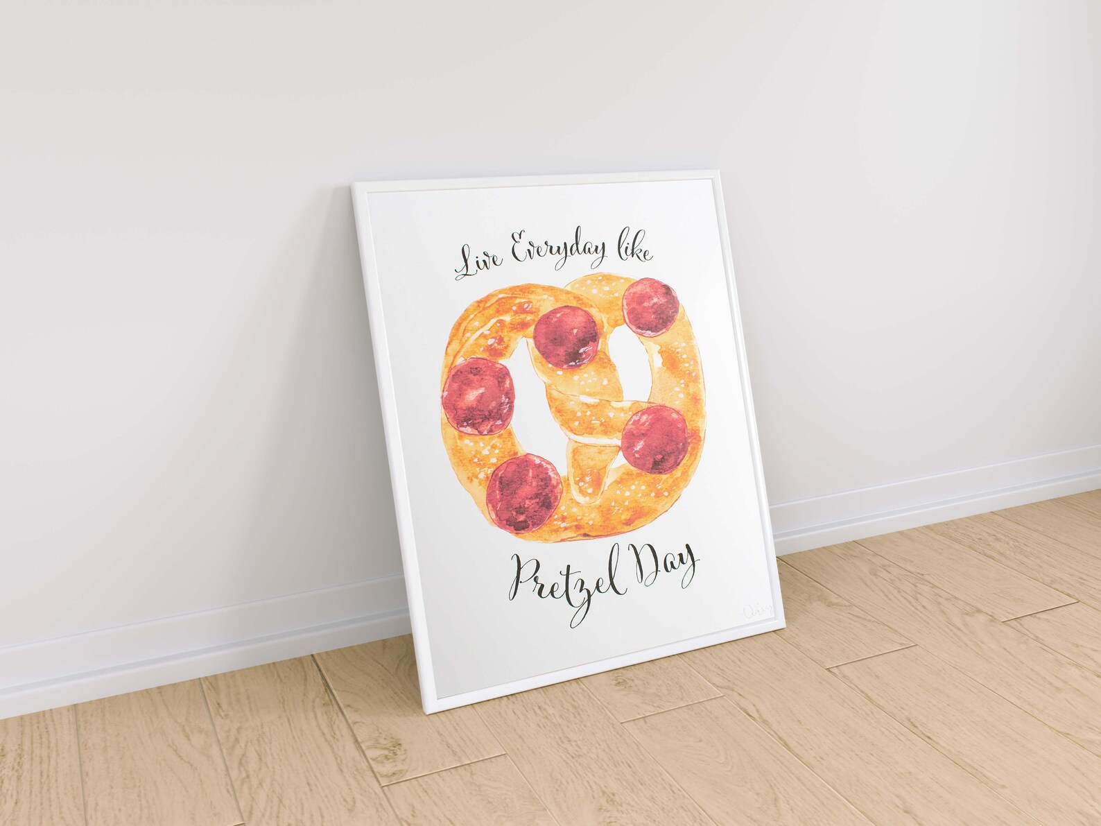 Pepperoni Pretzel Watercolor Print Pretzel Day the Office | Etsy