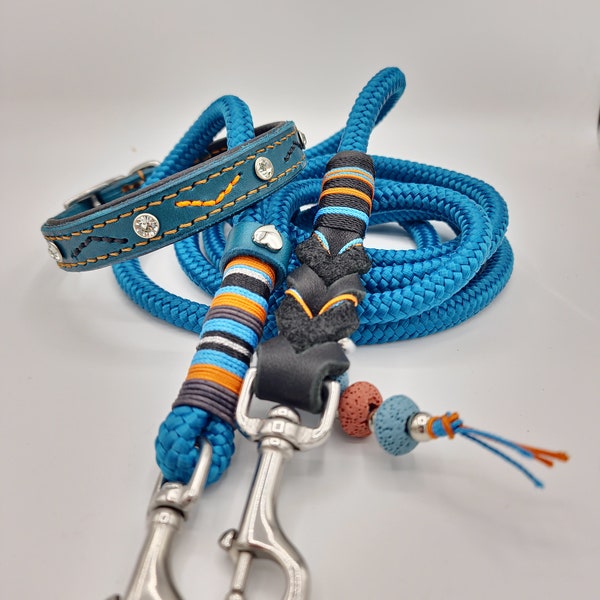 Dog leash Tauleine leash set turquoise