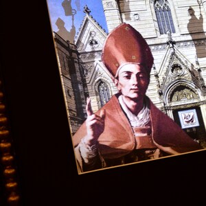 SAN GENNARO QUADRO retroilluminato, Light Box San Gennaro quadro illuminato con cornice metodo brevettato, San Gennaro lovers gift