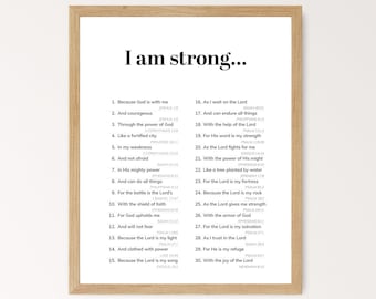 Joshua 1:9 wees sterk en moedig bijbelvers muurkunst print, 30 dagelijkse positieve affirmaties, ik ben sterke woorden van bevestiging poster