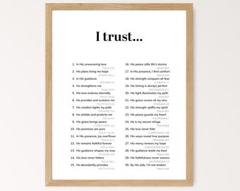 Spreuken 3:5 Vertrouw op de Heer, 30 dagelijkse bevestigingen muurkunst met bijbelteksten, woorden van bevestiging poster, doopcadeau