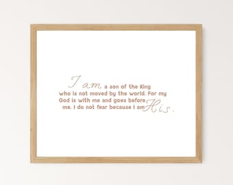 I Am A Son Of The King kinderkamer kunst aan de muur, afdrukbaar christelijk kinderdagverblijf decor voor jongenskamer decor of kinderkamer decor