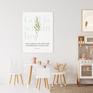 Psalm 46:5 Printable Bible Verse Wall Art, God is Within Her She Will ...