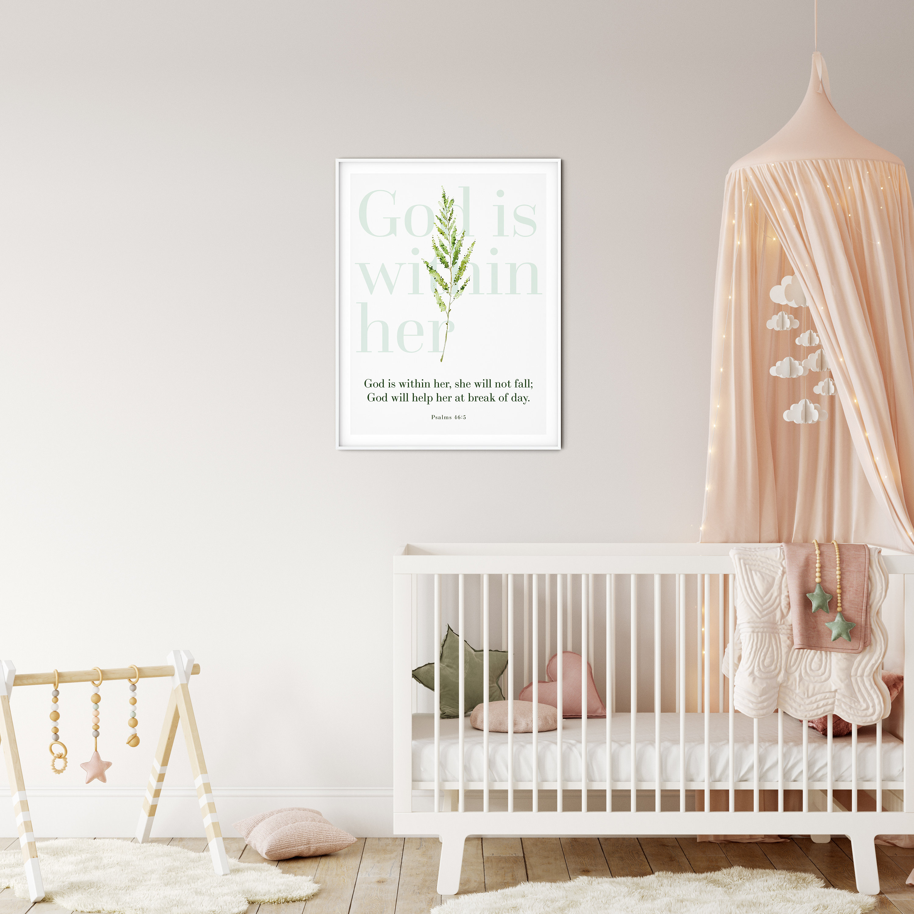Psalm 46:5 Printable Bible Verse Wall Art, God is Within Her She Will ...