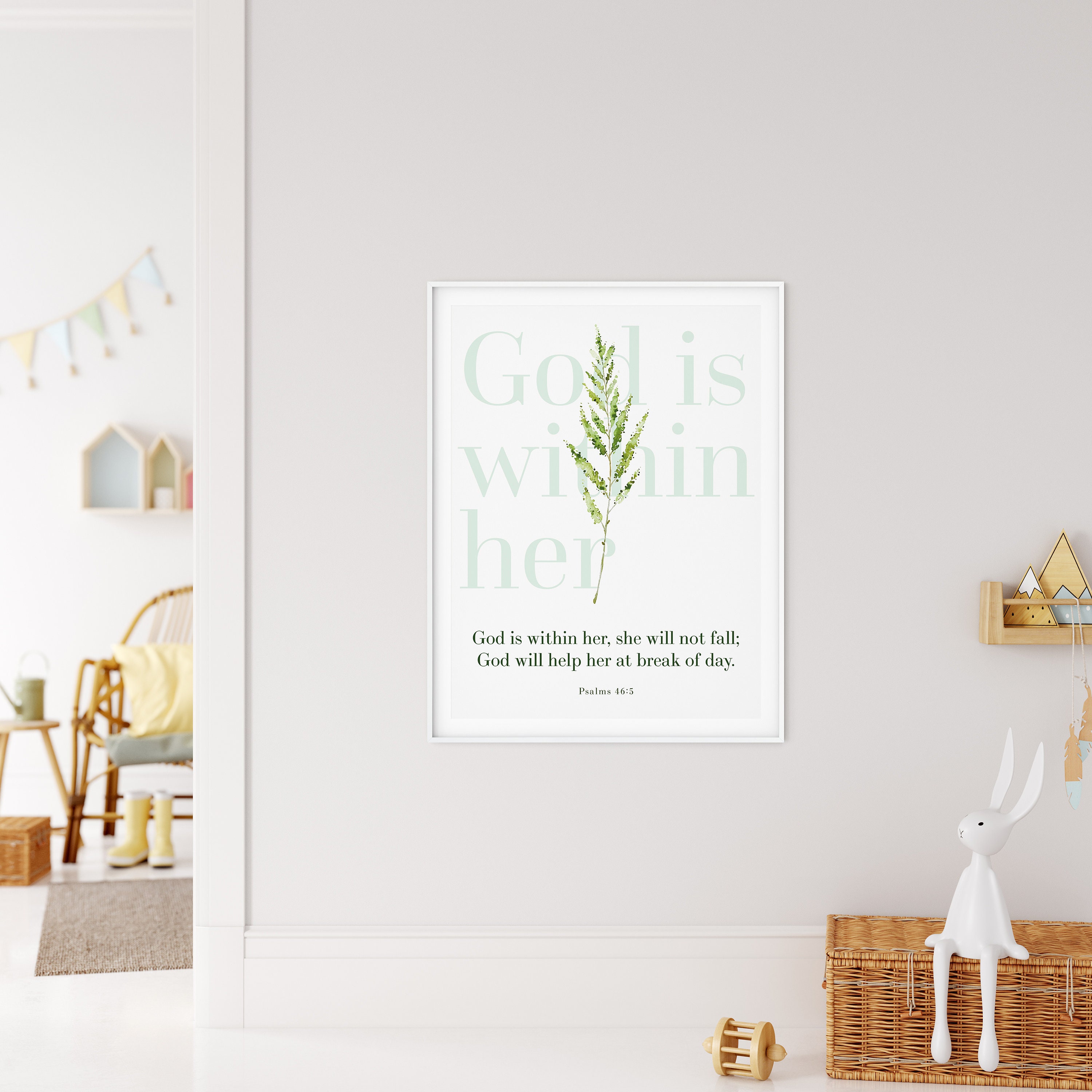 Psalm 46:5 Printable Bible Verse Wall Art, God is Within Her She Will ...