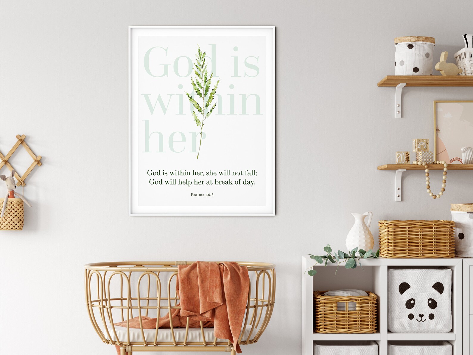 Psalm 46:5 Printable Bible Verse Wall Art, God is Within Her She Will ...