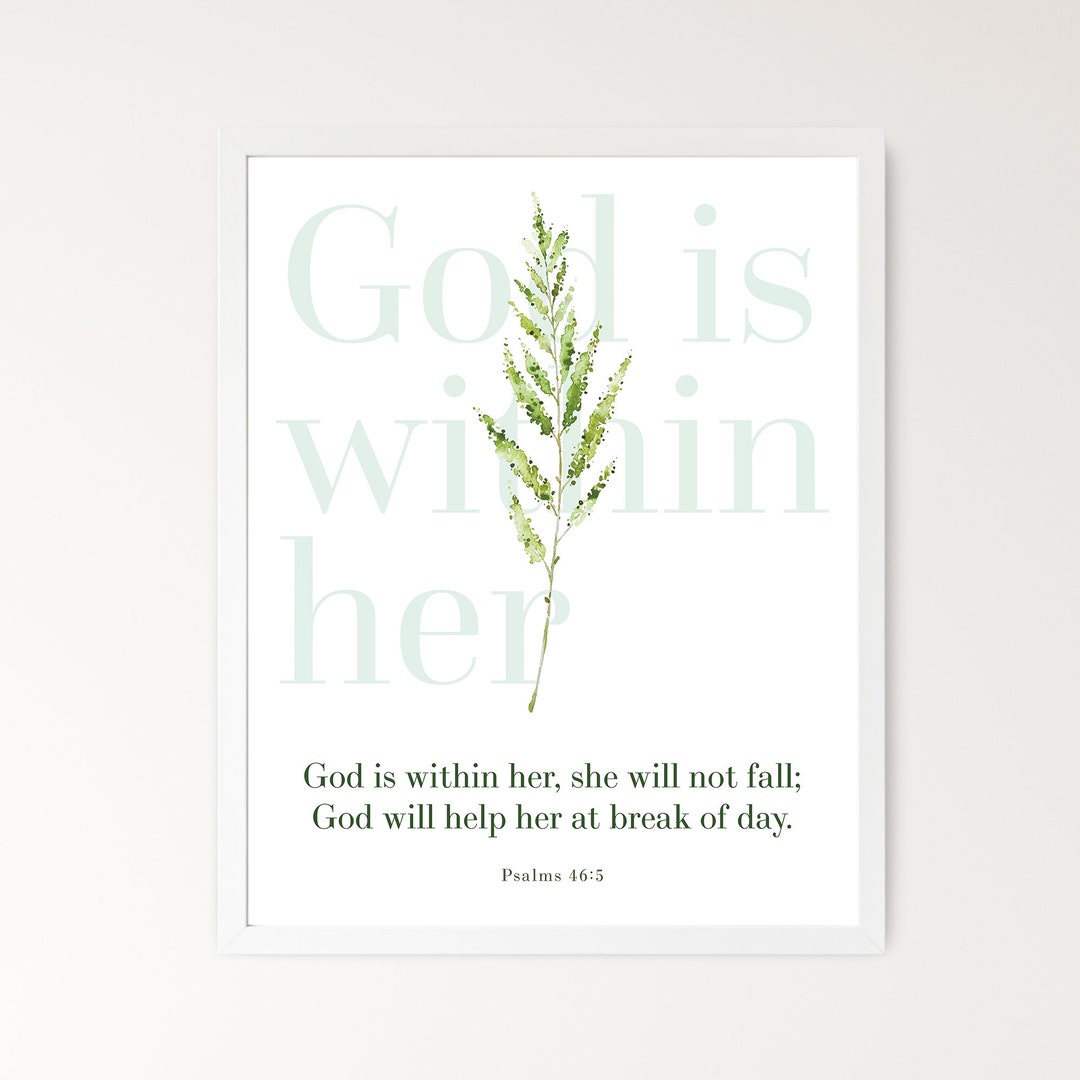 Psalm 46:5 Printable Bible Verse Wall Art, God is Within Her She Will ...