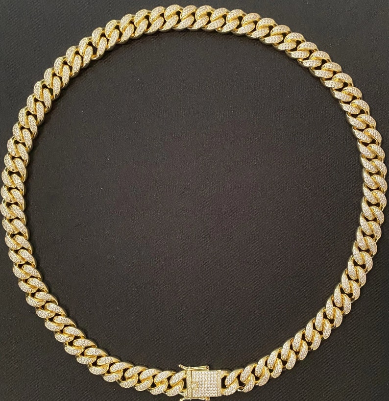 ICED OUT CHAIN Gold Icy Cuban Link Cz Chain 12mm Hip Etsy