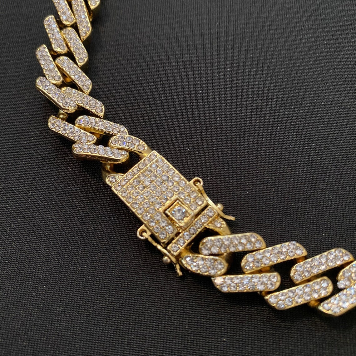 Iced Out Chain Gold Icy Prong Chatter Link Cuban Link Cz Etsy