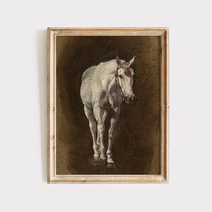 Horse Wall Art, Vintage White Horse, Printable Wall Art, Farmhouse Wall Art, Digital Wall Art, Printable Vintage Print