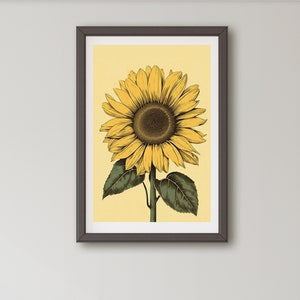 Sunflower Print, Flower Print, Flower Market, Retro Decor, Floral Print, Flower Market Poster, Boho Home Decor, Wall Prints, Yellow, Boho