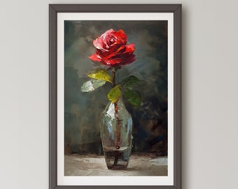 Printable Neutral Still Life Roses Painting, Vintage Botanical Print, Farmhouse Decor Digital, Rose Print, Gothic Wall Art, Vintage Rose