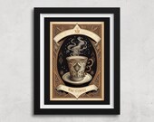 The Coffee Tarot Card Poster, mystical art print, tarot print, tarot card print, printable digital download