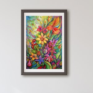 Colorful Wildflower Art, Watercolor Flowers, Bright Floral Prints, Digital Download, Abstract Modern Colorful Flower Painting, Bedroom Decor